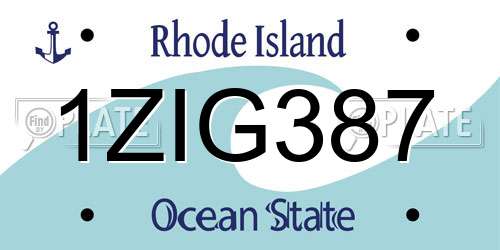 1ZIG387 Rhode Island License Plate
