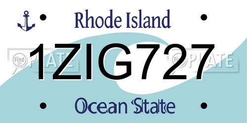1ZIG727 Rhode Island License Plate
