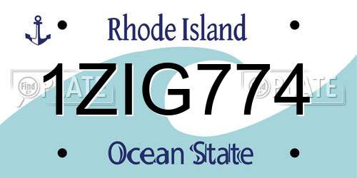 1ZIG774 Rhode Island License Plate