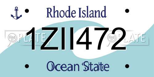 1ZII472 Rhode Island License Plate