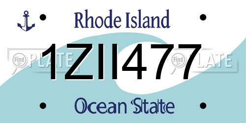 1ZII477 Rhode Island License Plate