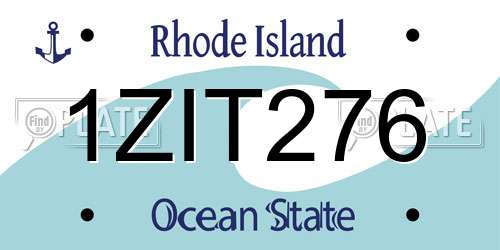 1ZIT276 Rhode Island License Plate