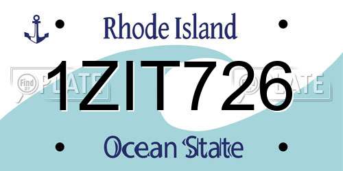 1ZIT726 Rhode Island License Plate