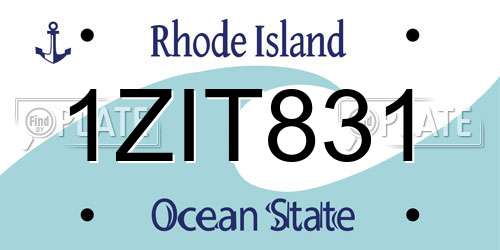 1ZIT831 Rhode Island License Plate