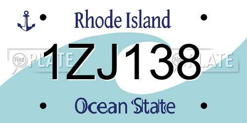 1ZJ138 Rhode Island License Plate