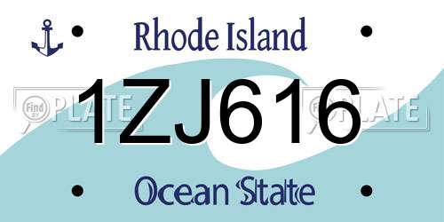 1ZJ616 Rhode Island License Plate