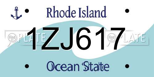 1ZJ617 Rhode Island License Plate