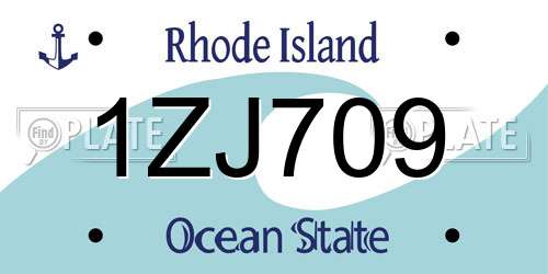 1ZJ709 Rhode Island License Plate