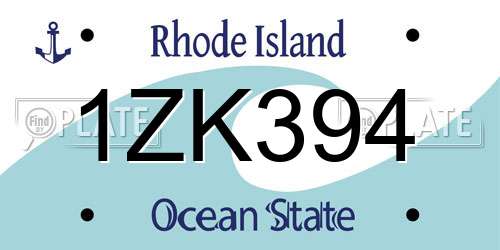1ZK394 Rhode Island License Plate