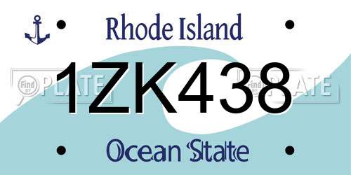 1ZK438 Rhode Island License Plate
