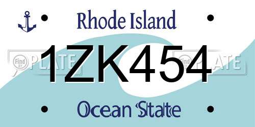1ZK454 Rhode Island License Plate