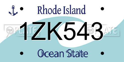 1ZK543 Rhode Island License Plate
