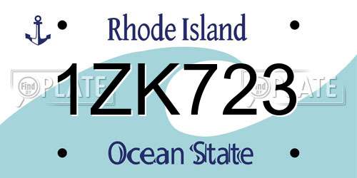 1ZK723 Rhode Island License Plate