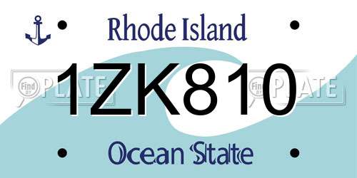 1ZK810 Rhode Island License Plate