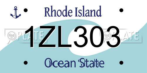 1ZL303 Rhode Island License Plate
