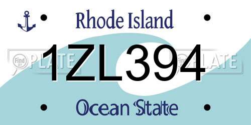 1ZL394 Rhode Island License Plate