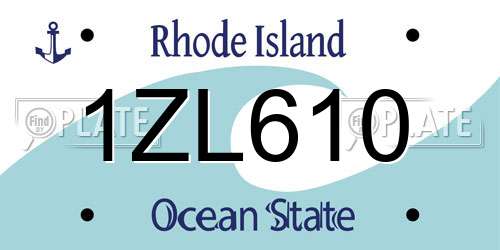 1ZL610 Rhode Island License Plate