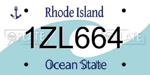 1ZL664 Rhode Island License Plate