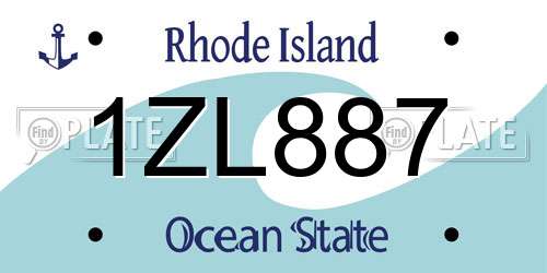 1ZL887 Rhode Island License Plate