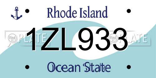 1ZL933 Rhode Island License Plate