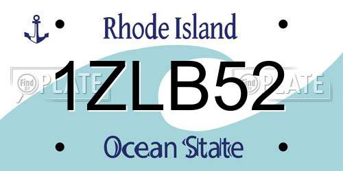 1ZLB52 Rhode Island License Plate