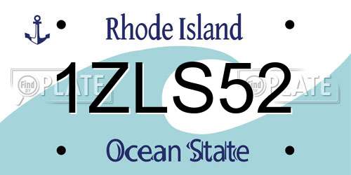 1ZLS52 Rhode Island License Plate