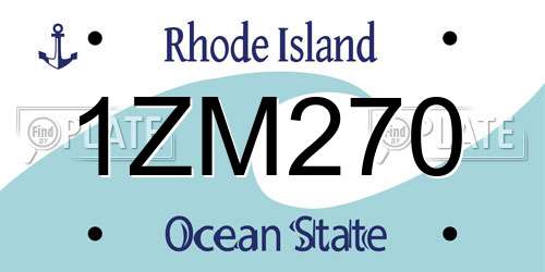 1ZM270 Rhode Island License Plate