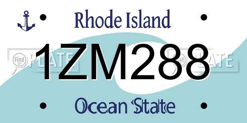 1ZM288 Rhode Island License Plate