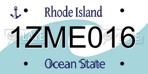 1ZME016 Rhode Island License Plate