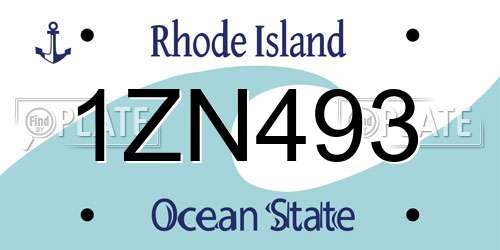 1ZN493 Rhode Island License Plate