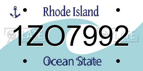 1ZO7992 Rhode Island License Plate