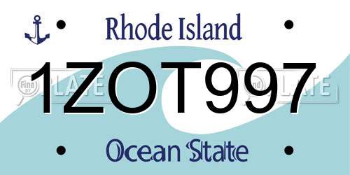 1ZOT997 Rhode Island License Plate