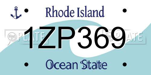 1ZP369 Rhode Island License Plate