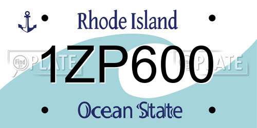 1ZP600 Rhode Island License Plate