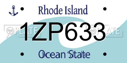 1ZP633 Rhode Island License Plate