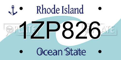 1ZP826 Rhode Island License Plate
