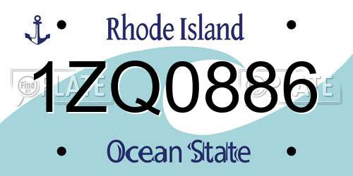 1ZQ0886 Rhode Island License Plate
