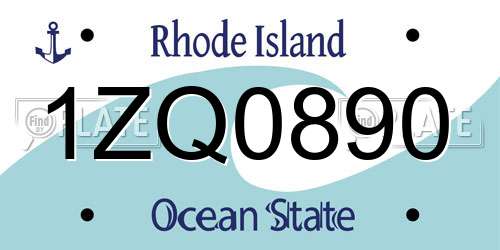 1ZQ0890 Rhode Island License Plate