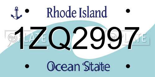 1ZQ2997 Rhode Island License Plate