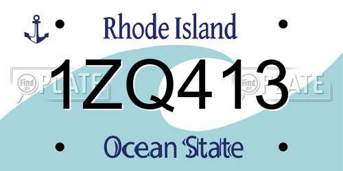 1ZQ413 Rhode Island License Plate