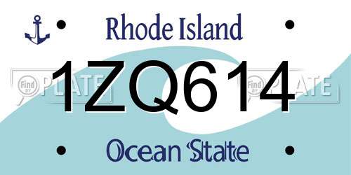 1ZQ614 Rhode Island License Plate