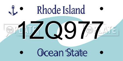 1ZQ977 Rhode Island License Plate