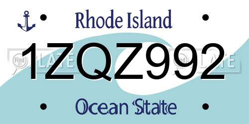 1ZQZ992 Rhode Island License Plate