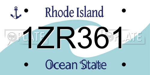 1ZR361 Rhode Island License Plate