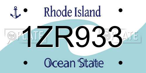 1ZR933 Rhode Island License Plate