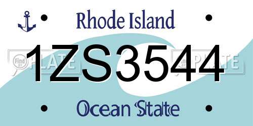 1ZS3544 Rhode Island License Plate