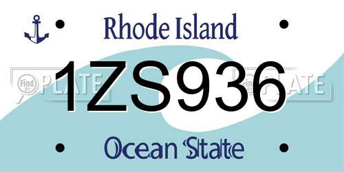 1ZS936 Rhode Island License Plate