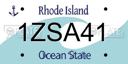 1ZSA41 Rhode Island License Plate