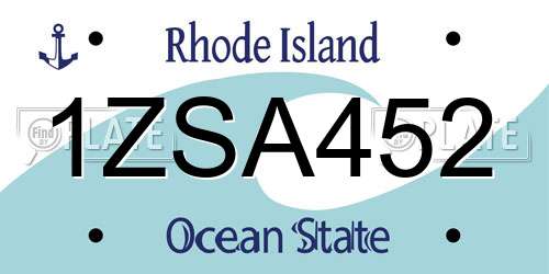1ZSA452 Rhode Island License Plate