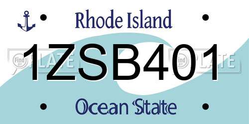 1ZSB401 Rhode Island License Plate